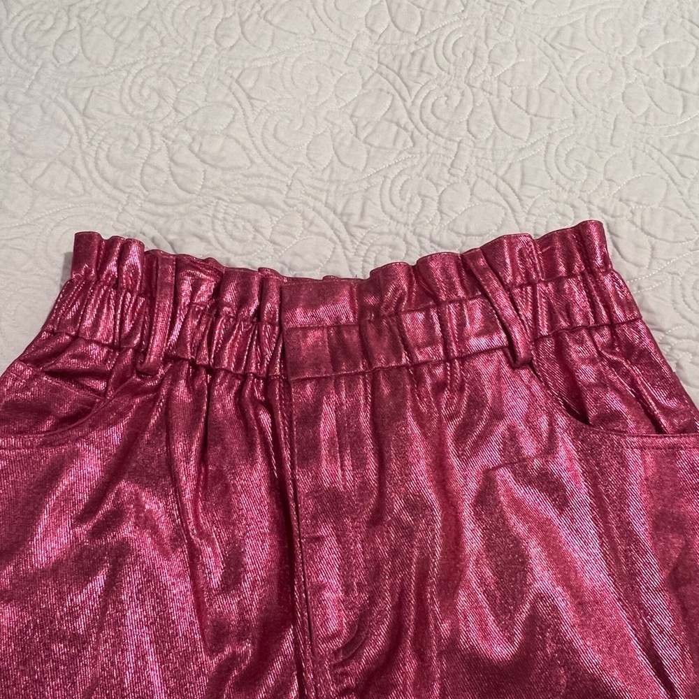 Fantastic Fawn metallic pink jean shorts - Picture 3 of 5